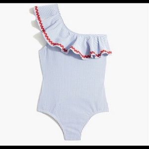 J.Crew Seersucker One Shoulder One Piece